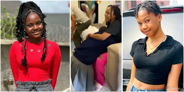 [VIDEO] Nigerians knock Ada Kirikiri for kneeling to greet fellow 14-year-old colleague, Mercy Kenneth